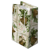 Vintage Christmas Bell Collage Gift Bag Klein Cadeauzakje (Achterkant Gekanteld)