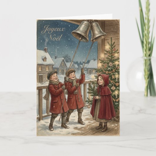 Vintage Christmas Bell Ringers Card Kaart (Voorkant)