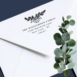 Vintage Christmas Bells Botanical Return Address Rubberstempel