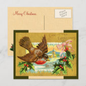 Vintage Christmas Bird Briefkaart (Voorkant / Achterkant)