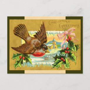 Vintage Christmas Bird Briefkaart