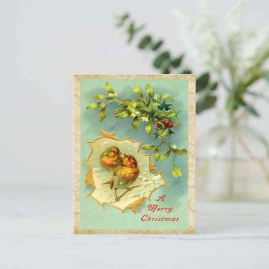 Vintage Christmas Birds Briefkaart (Staand voorkant)