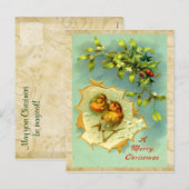 Vintage Christmas Birds Briefkaart (Voorkant / Achterkant)