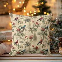 Vintage Christmas Blue Jay Red Mockingbird