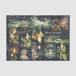 Vintage Christmas Blue Snowy Night Tissuepapier