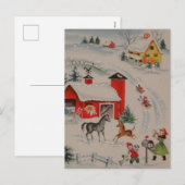 Vintage Christmas boerderij vakantie briefkaart (Voorkant / Achterkant)