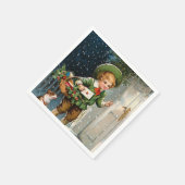 Vintage Christmas Boy Vakantiepapier servetten (Hoek)