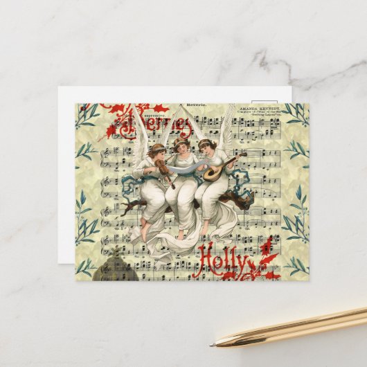 VINTAGE CHRISTMAS-BRIEFKAART BRIEFKAART (Voorkant / Achterkant in situ)