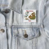 Vintage Christmas Bunnies Button (In situ)