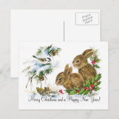 Vintage Christmas Bunnies Feestdagenkaart (Voorkant / Achterkant)