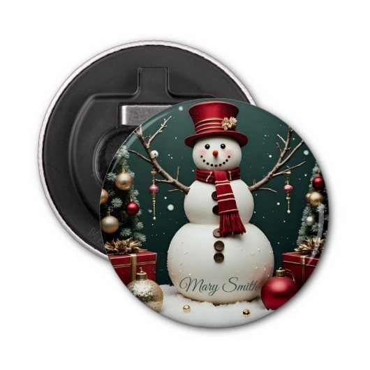 Vintage Christmas - Button Bottle Opener (Voorkant)