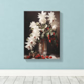 Vintage Christmas Cactus Stretched Canvas Muurkuns Afdruk (Insitu (Houten vloer))
