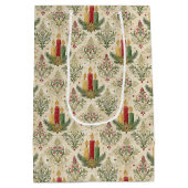 Vintage Christmas Candle Damask Pattern Holiday Medium Cadeauzakje (Achterkant)
