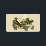 Vintage Christmas Car Gift Label Label<br><div class="desc">Gebruik deze prachtige vintage kerstcadeau labels voor uw eigen cadeau geven. Een oude auto vol met hulst en bessen. Deze zelfklevende labels zullen zowel jong als oud verrukken. Deze prachtige afbeeldingen met dank aan http://vintageholidaycrafts.com/.</div>