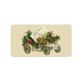 Vintage Christmas Car Gift Label Label (Voorkant)