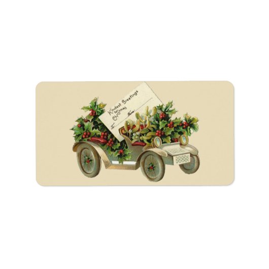 Vintage Christmas Car Gift Label Label (Voorkant)
