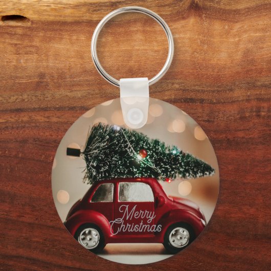 Vintage Christmas Car Keychain – Merry Holiday (Voorkant)