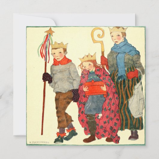Vintage Christmas Card | Christmas 3 kings Feestdagenkaart (Voorkant)