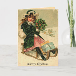 Vintage Christmas Card Feestdagen Kaart