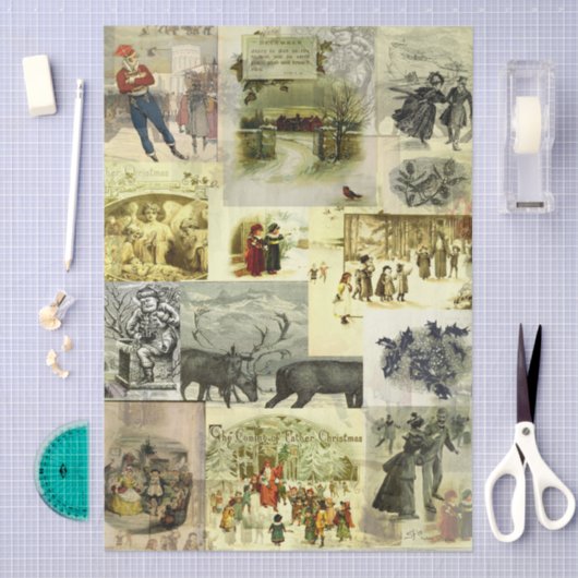 Vintage Christmas Card Images Collage  Tissuepapier (Craft)
