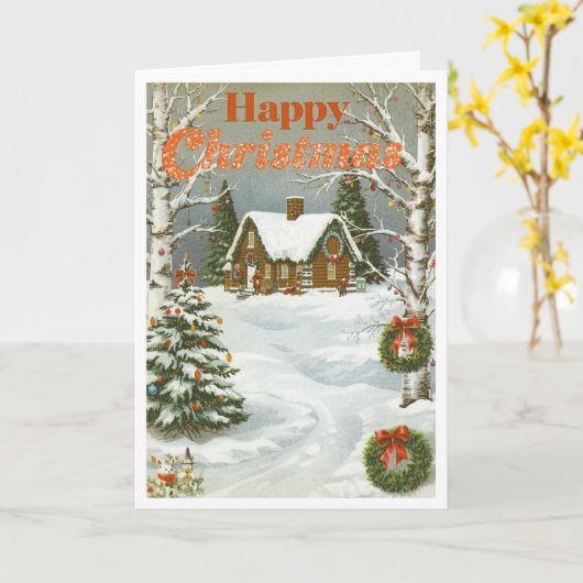 Vintage christmas card kaart (Gele Bloem)