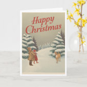 Vintage christmas card kaart (Gele Bloem)