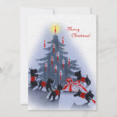 Vintage Christmas Card, Scottie Dogs Feestdagenkaart (Voorkant)