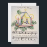 Vintage Christmas Carol Kerststal Feestdagenkaart<br><div class="desc">Vintage Christmas Carol Kerstmisscène Vakantie Kaart.</div>