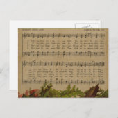 Vintage Christmas Carol Music Sheet Feestdagenkaart (Voorkant / Achterkant)