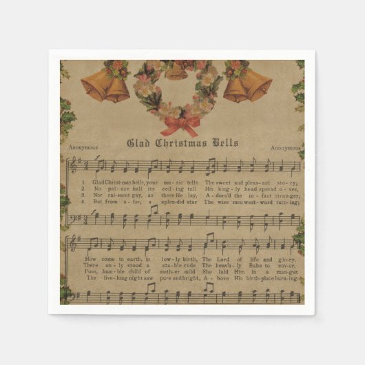Vintage Christmas Carol Music Sheet Servet (Voorkant)
