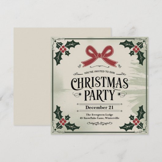 Vintage Christmas Carol-themafeest Kaart (Voorkant / Achterkant)