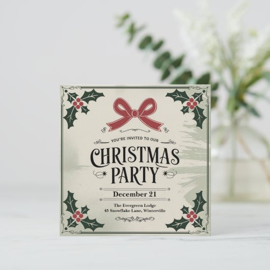 Vintage Christmas Carol-themafeest Kaart (Staand voorkant)