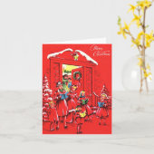 Vintage Christmas Carolers in Rode Kaart (Gele Bloem)