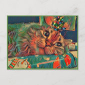 Vintage Christmas Cat Briefkaart (Voorkant)