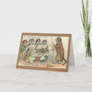 Vintage Christmas Cat Choir Christmas Kaart