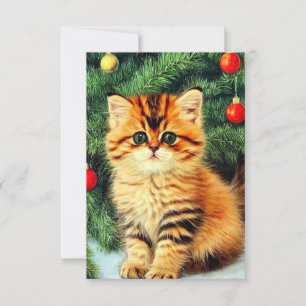 Vintage Christmas Cat Kaart
