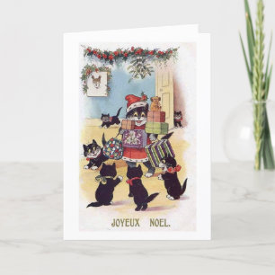 Vintage Christmas Cats - Joyeux Noel, Feestdagen Kaart