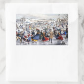 Vintage Christmas Central Park ijsschaatsers Rechthoekige Sticker (Tas)