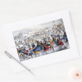 Vintage Christmas Central Park ijsschaatsers Rechthoekige Sticker (Envelop)