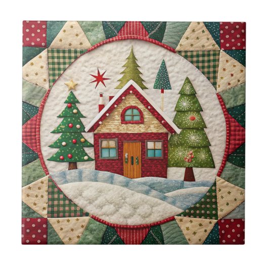 Vintage Christmas Ceramic Tile Tegeltje (Voorkant)