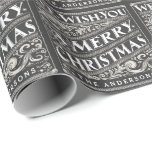 VINTAGE CHRISTMAS CHALKBOARD PERSONALIZED WRAPPING CADEAUPAPIER<br><div class="desc">WIJ WILLEN U MERRY CHRISTMAS: Helder en vrolijk whimsical-krijtbordstijl kerstcadeaupapier, retro zwart-witte typografie, en fancy deco zwaait in de nieuwe kunststijl. Pas dit decoratieve wenskaart van de vakantiefoto met uw familienaam of douanegroet aan. Een moderne, klassieke, moderne en stijlvolle manier om trendy, vrolijke wintervakantie-groeten te sturen naar al je vrienden...</div>
