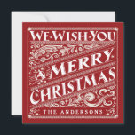 VINTAGE CHRISTMAS CHALKBOARD PHOTO CARD FEESTDAGENKAART<br><div class="desc">WE WISH YOU MERRY CHRISTMAS: Bright and cheerful whimsical SQUARE chalkboard style Christmas flat fotocard with retro red and white typography, and fancy decorative swirls in art nouveau style. Personalize this decorative foliday foto greeting card with your family name and add your favorite famy picture. Contemporary, classic, modern and stylish...</div>