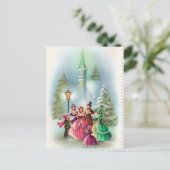 Vintage Christmas Church Carolers Holiday briefkaa Feestdagenkaart (Staand voorkant)