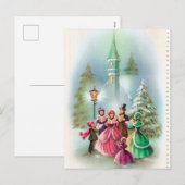 Vintage Christmas Church Carolers Holiday briefkaa Feestdagenkaart (Voorkant / Achterkant)