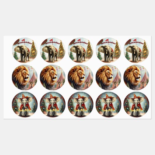 Vintage Christmas Circus Gift Labels (Vel)