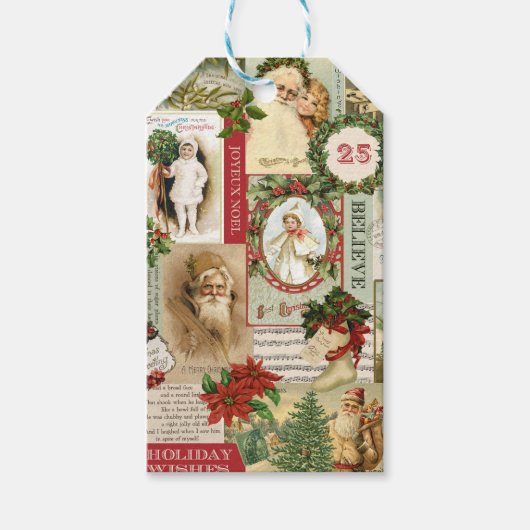 VINTAGE CHRISTMAS COLLAGE CADEAULABEL (Voorkant)