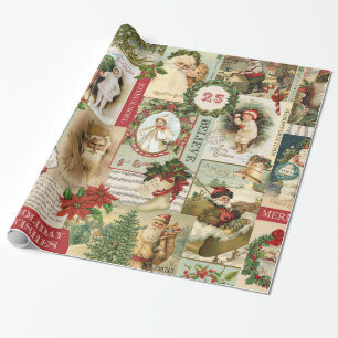 VINTAGE CHRISTMAS COLLAGE CADEAUPAPIER