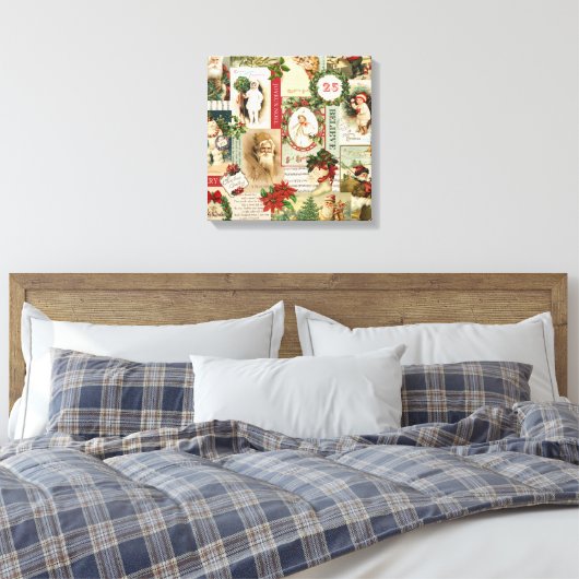 VINTAGE CHRISTMAS COLLAGE CANVAS AFDRUK (Insitu (Slaapkamer))