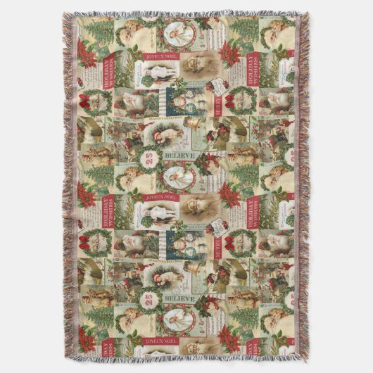 VINTAGE CHRISTMAS COLLAGE DEKEN (Voorkant Verticaal)