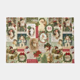 VINTAGE CHRISTMAS COLLAGE DEURMAT